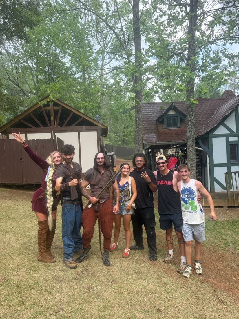 The team together outdoors on a company trip