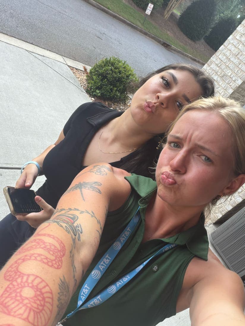 Two team members walking up to an appointment